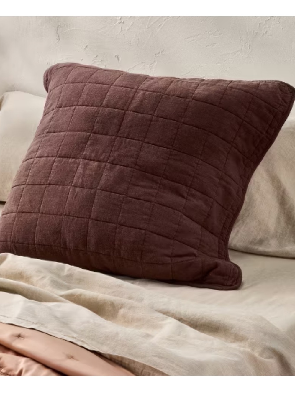 Casaluna Euro Heavyweight Linen Blend Quilt Sham Dark Fig (Set of 2)